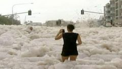 Raw  Sea Foam Blankets Australian Beach Town